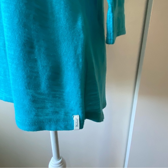 Woolrich Shirt Small Turquoise Split Open Back Yoga Hiking 100% Cotton Women’s - Picture 5 of 15